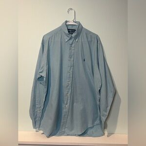 Ralph Lauren Men’s Blue White Blaze Cotton Button Down Long Sleeve Shirt, Sz Med